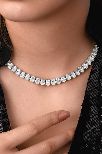 Oval Shaped Swarovski Zirconia Necklace 