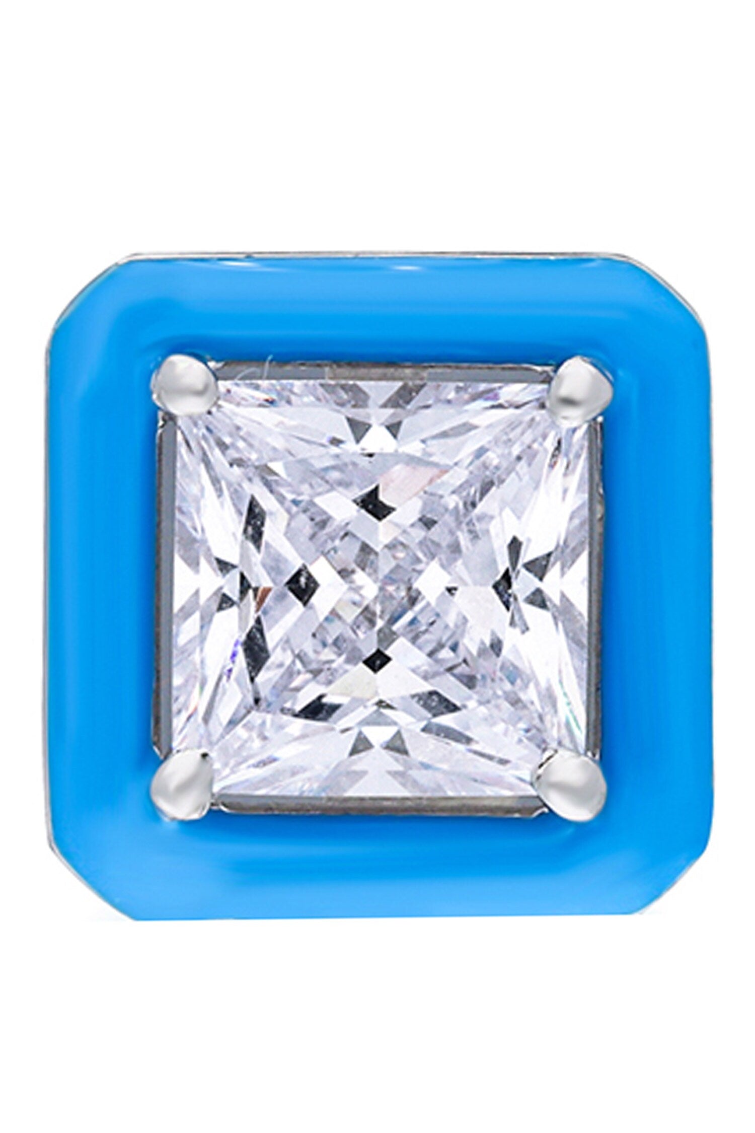 Blue Enamel Square Shaped Stud Earrings 
