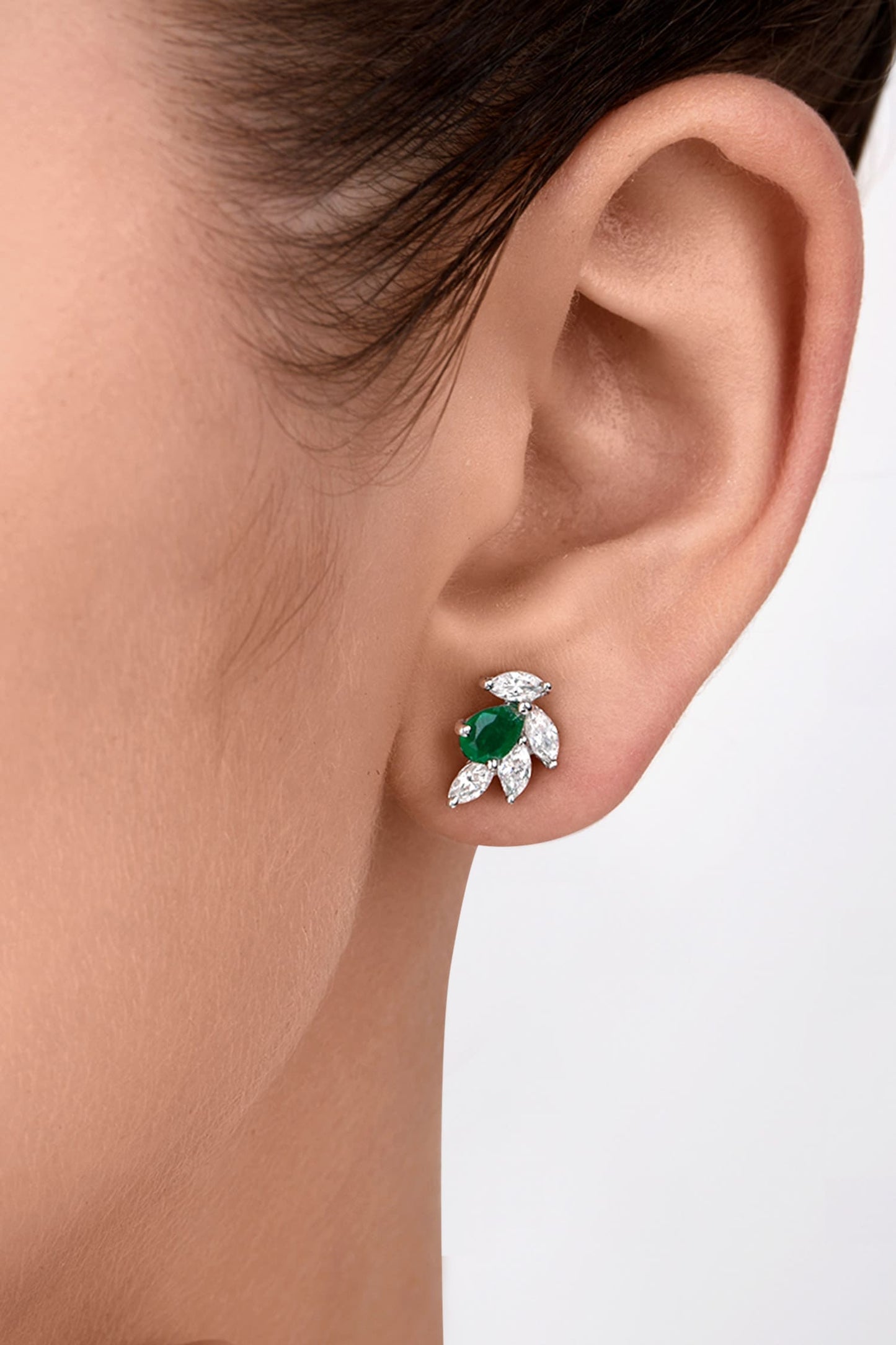 Emerald & Swarovski Zirconia Studs 