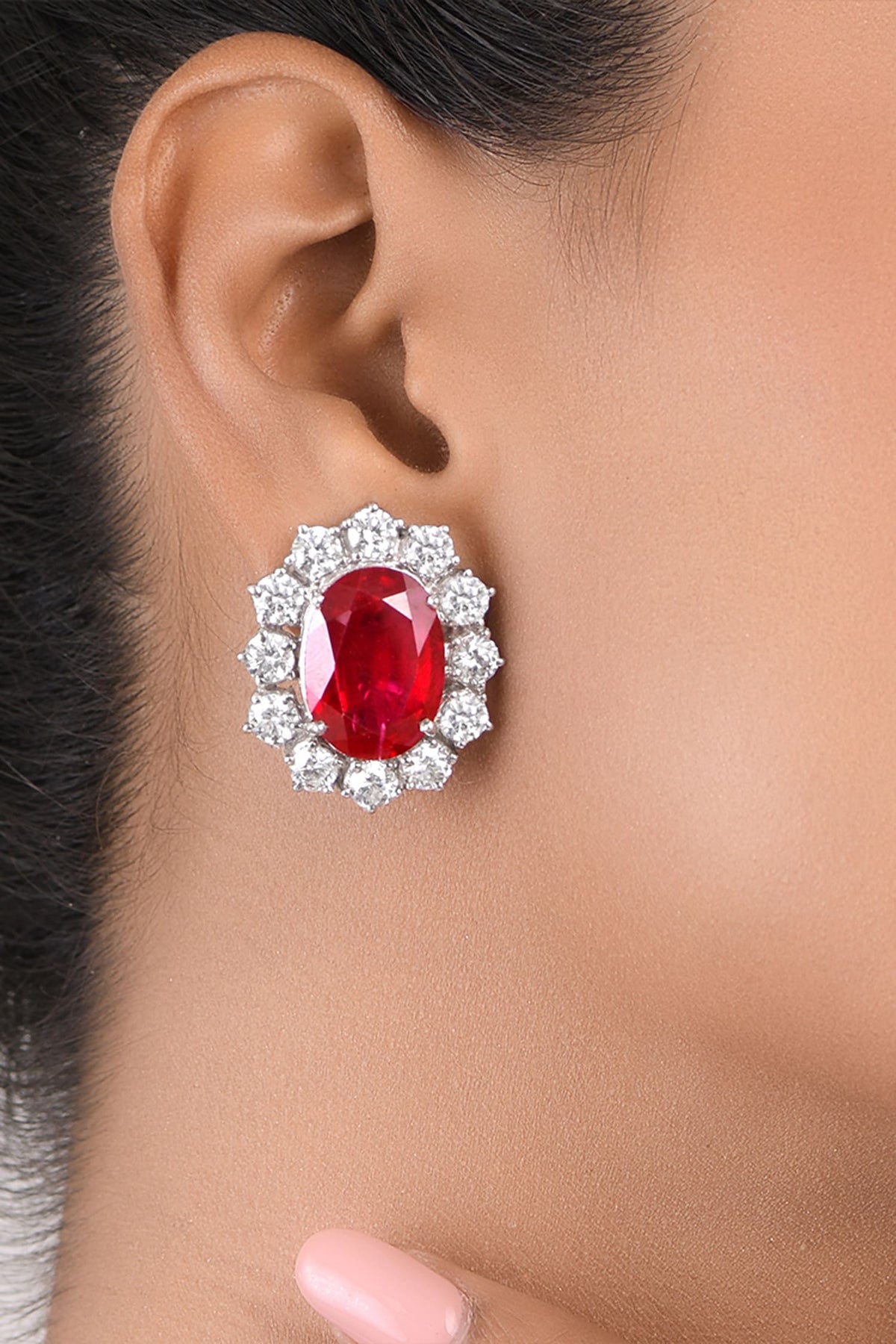 Ruby & Swarovski Zirconia Studs 