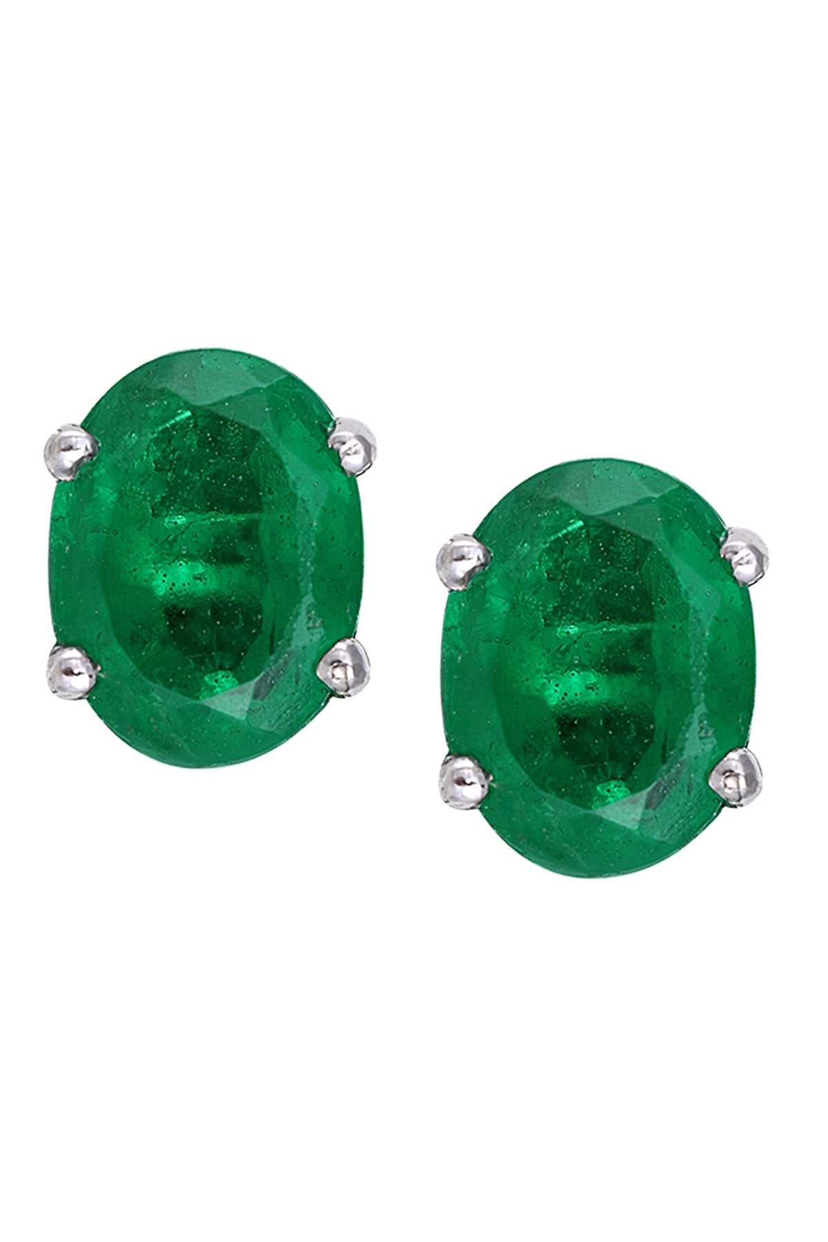 Emerald Stud Earrings in Sterling Silver 