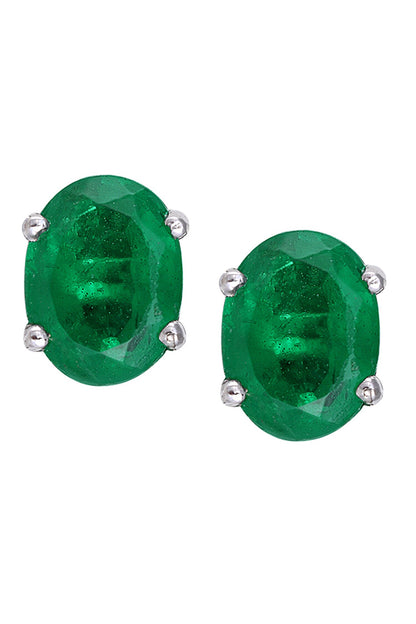 Emerald Stud Earrings in Sterling Silver 