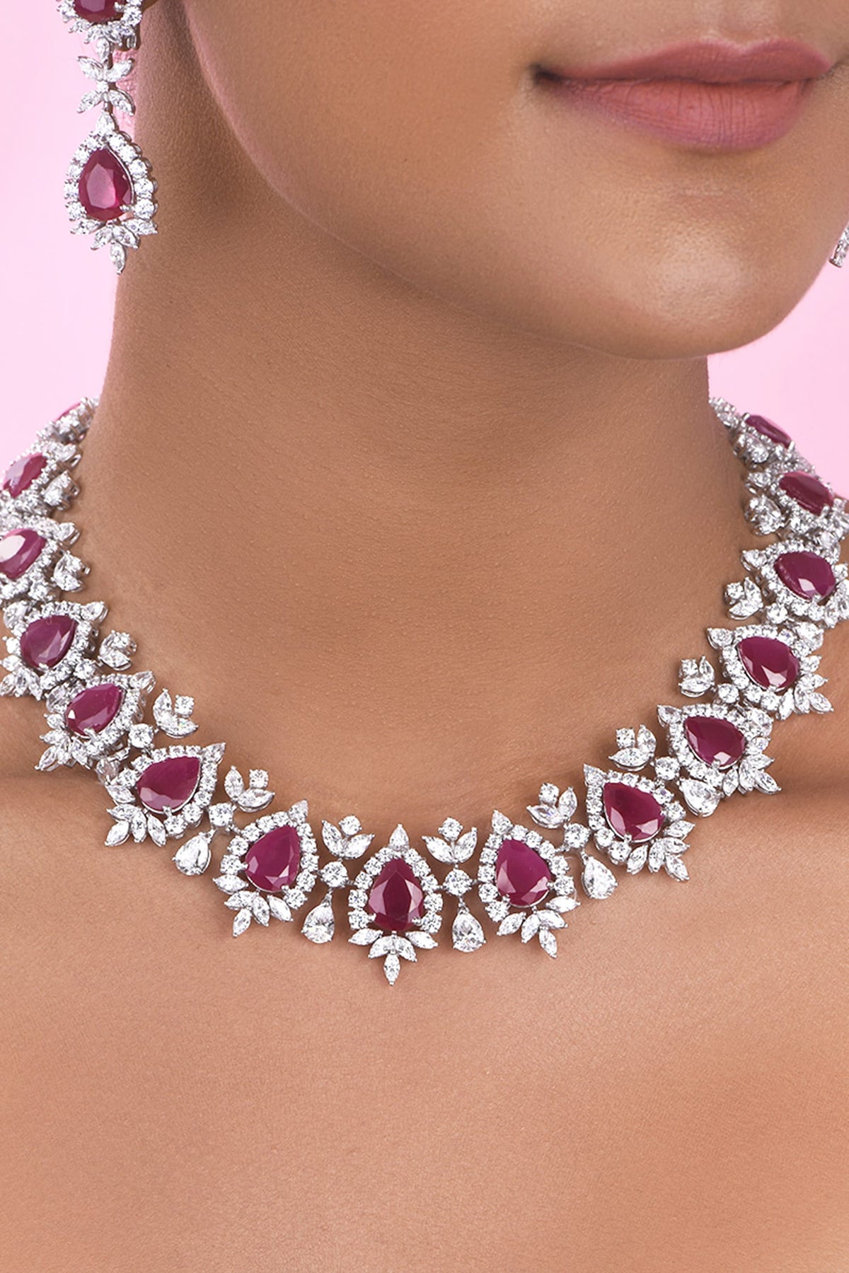 Ruby Embellished Necklace 