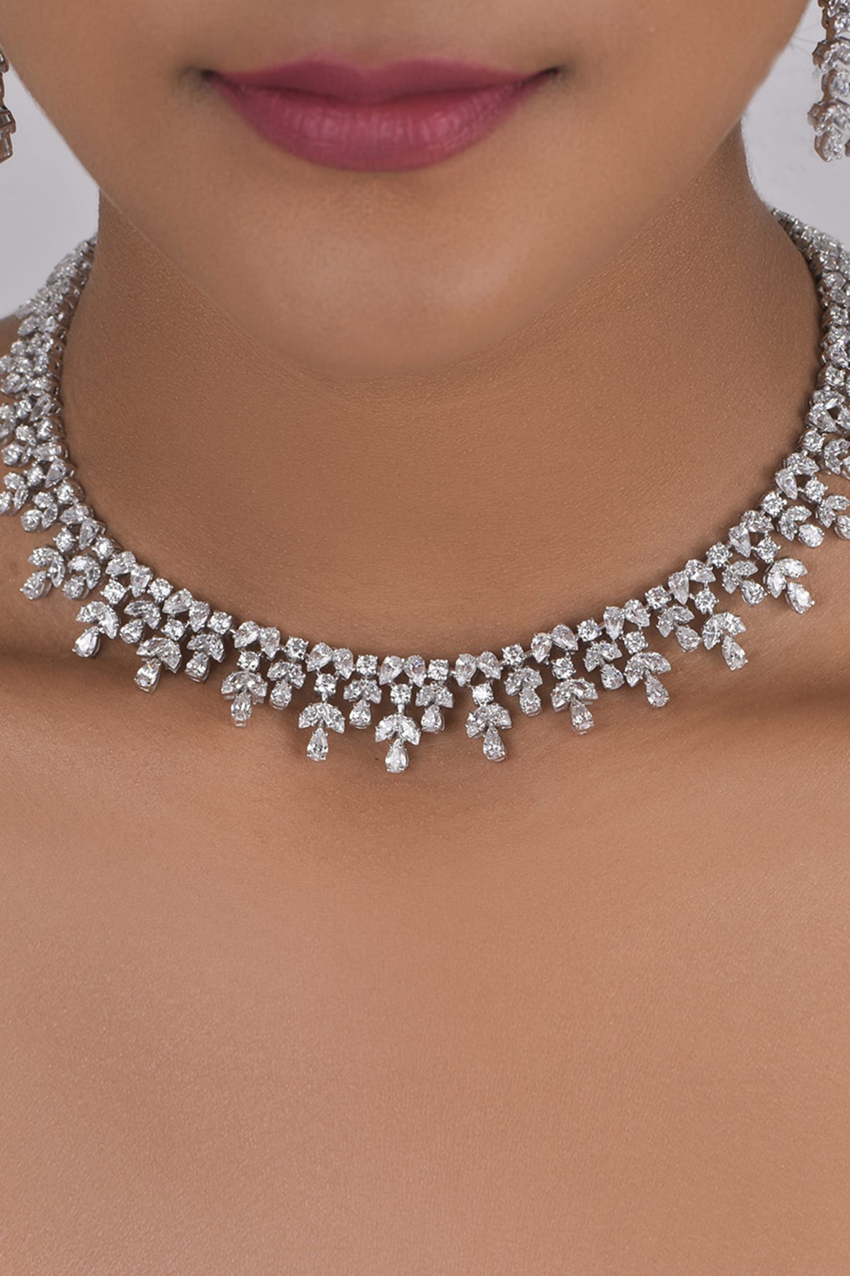 Swarovski Zirconia Floret Embellished Necklace 