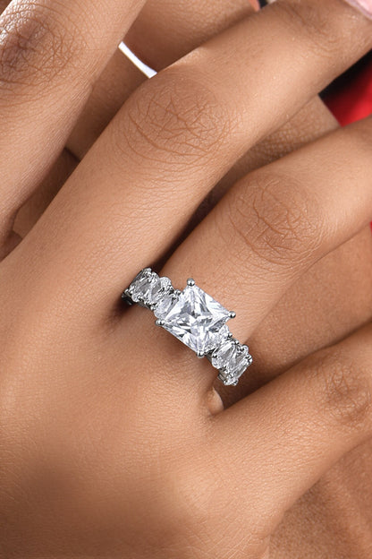 Princess Shaped Swarovski Zirconia Embellished Ring 