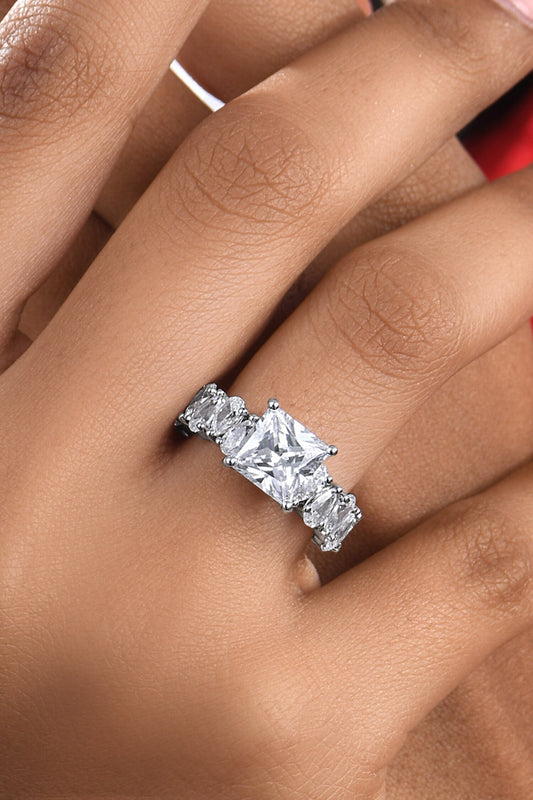 Princess Shaped Swarovski Zirconia Embellished Ring 