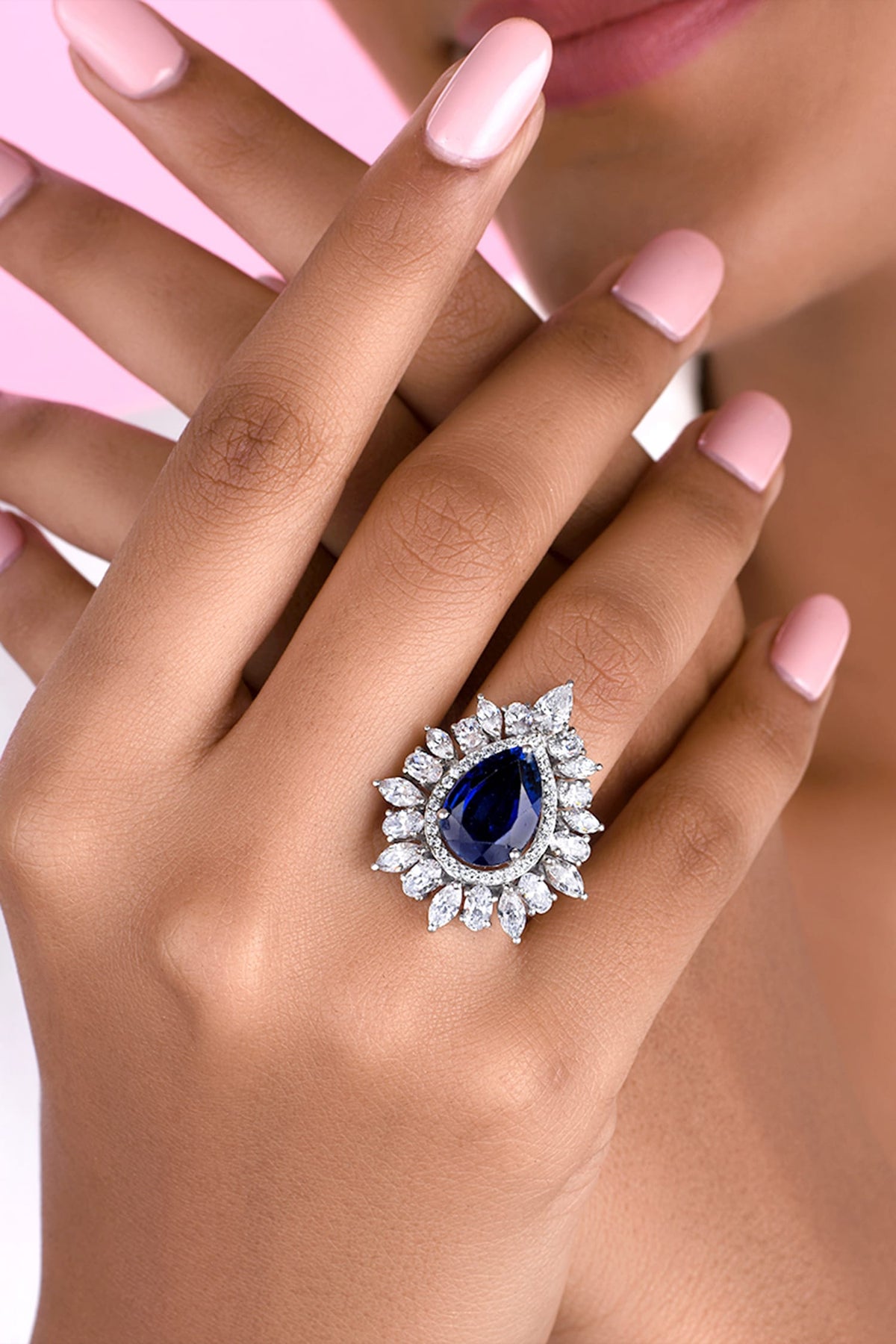Sapphire Embellished Cocktail Ring 