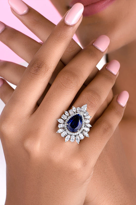 Sapphire Embellished Cocktail Ring 