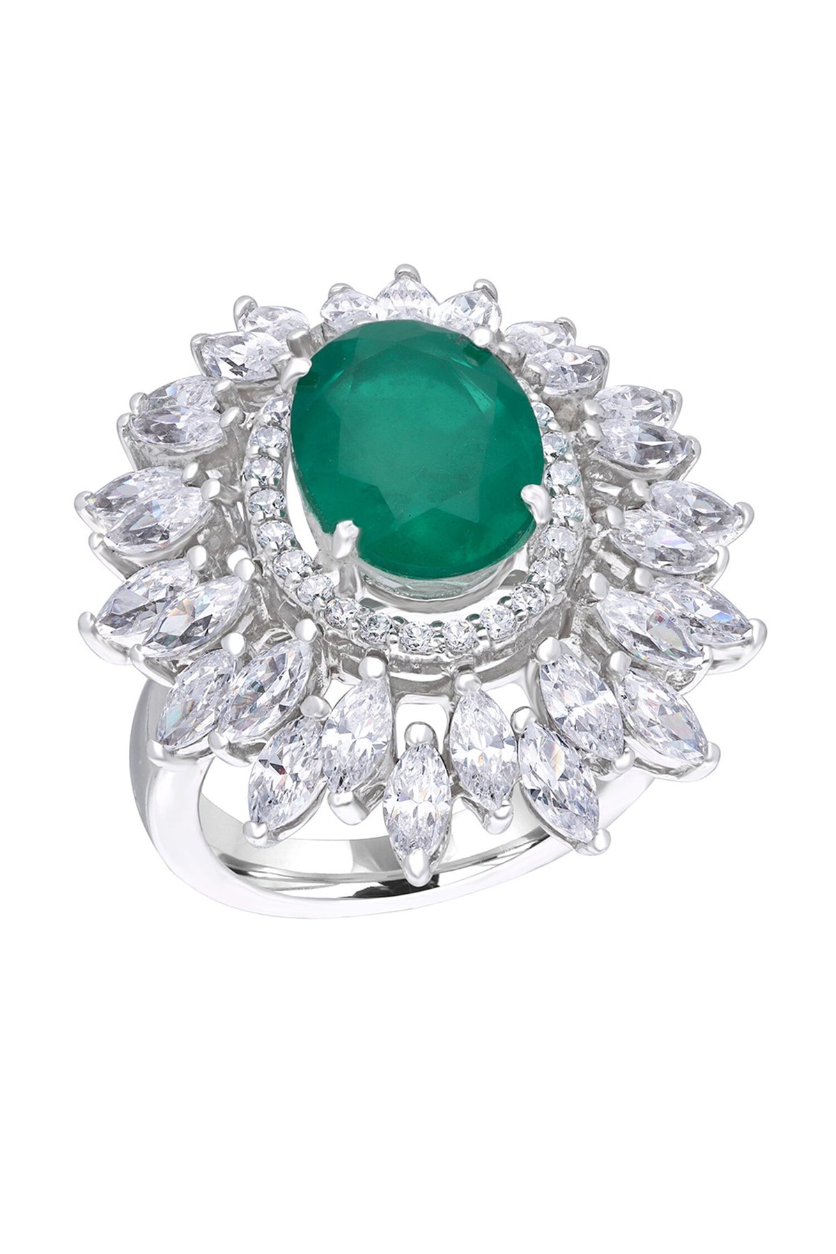 Emerald Stone Embellished Bridal Ring 