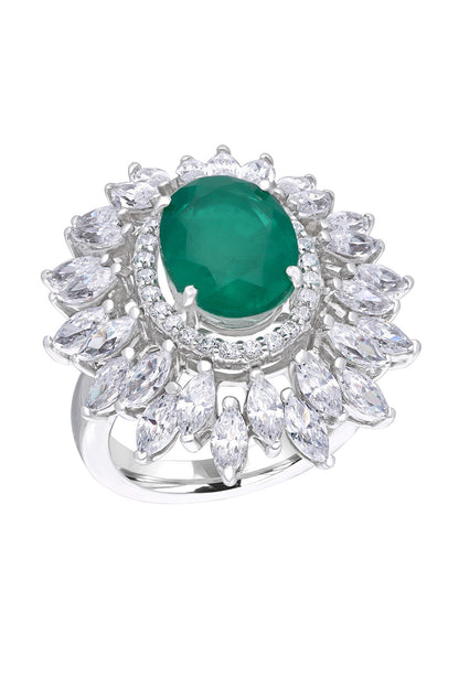 Emerald Stone Embellished Bridal Ring 