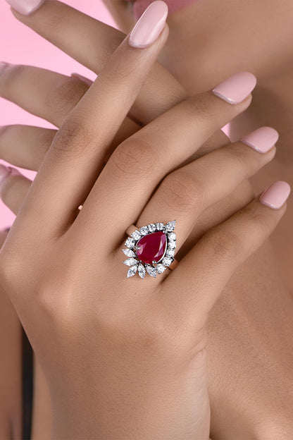 Ruby Embellished Cocktail Ring 