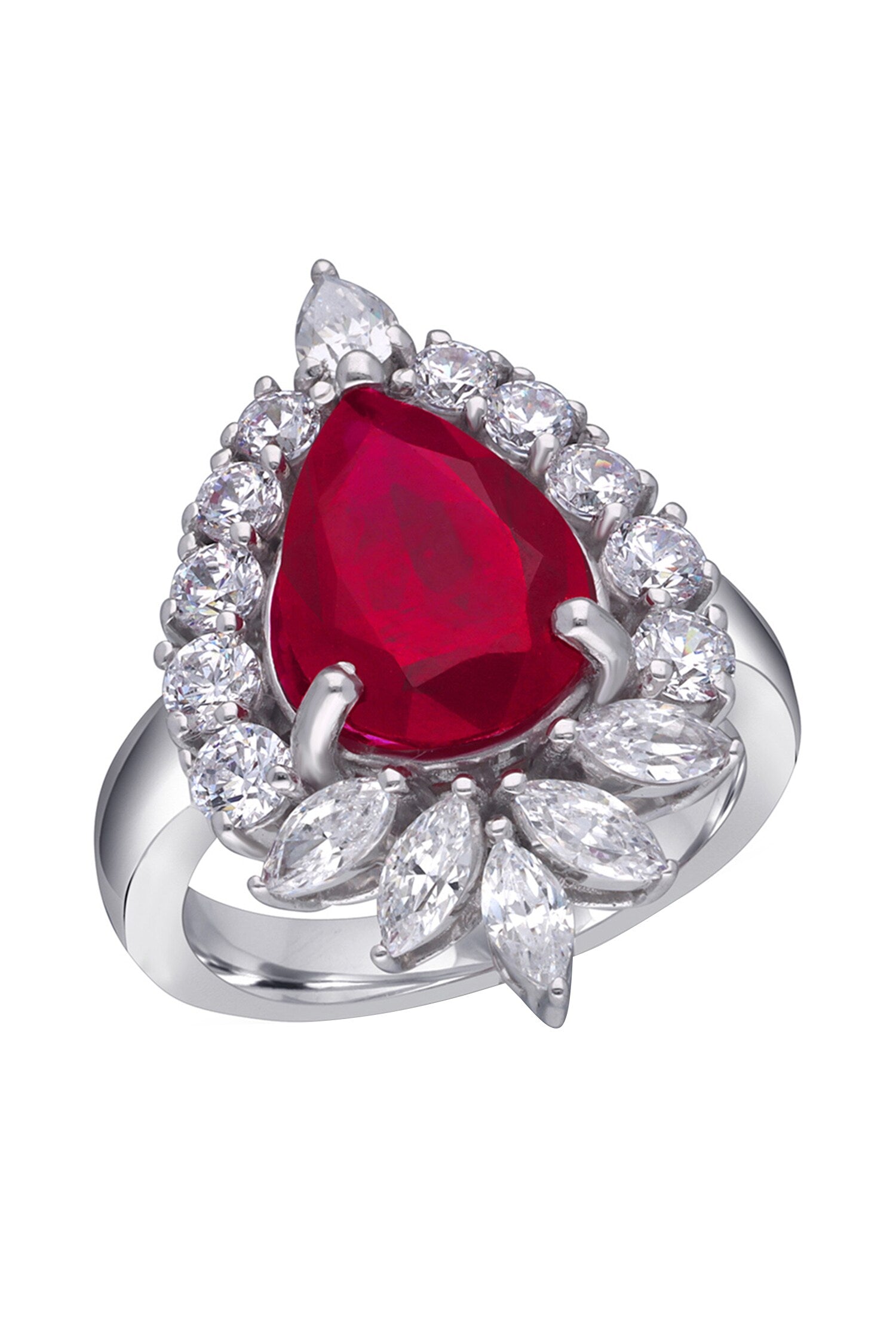 Ruby Embellished Cocktail Ring 