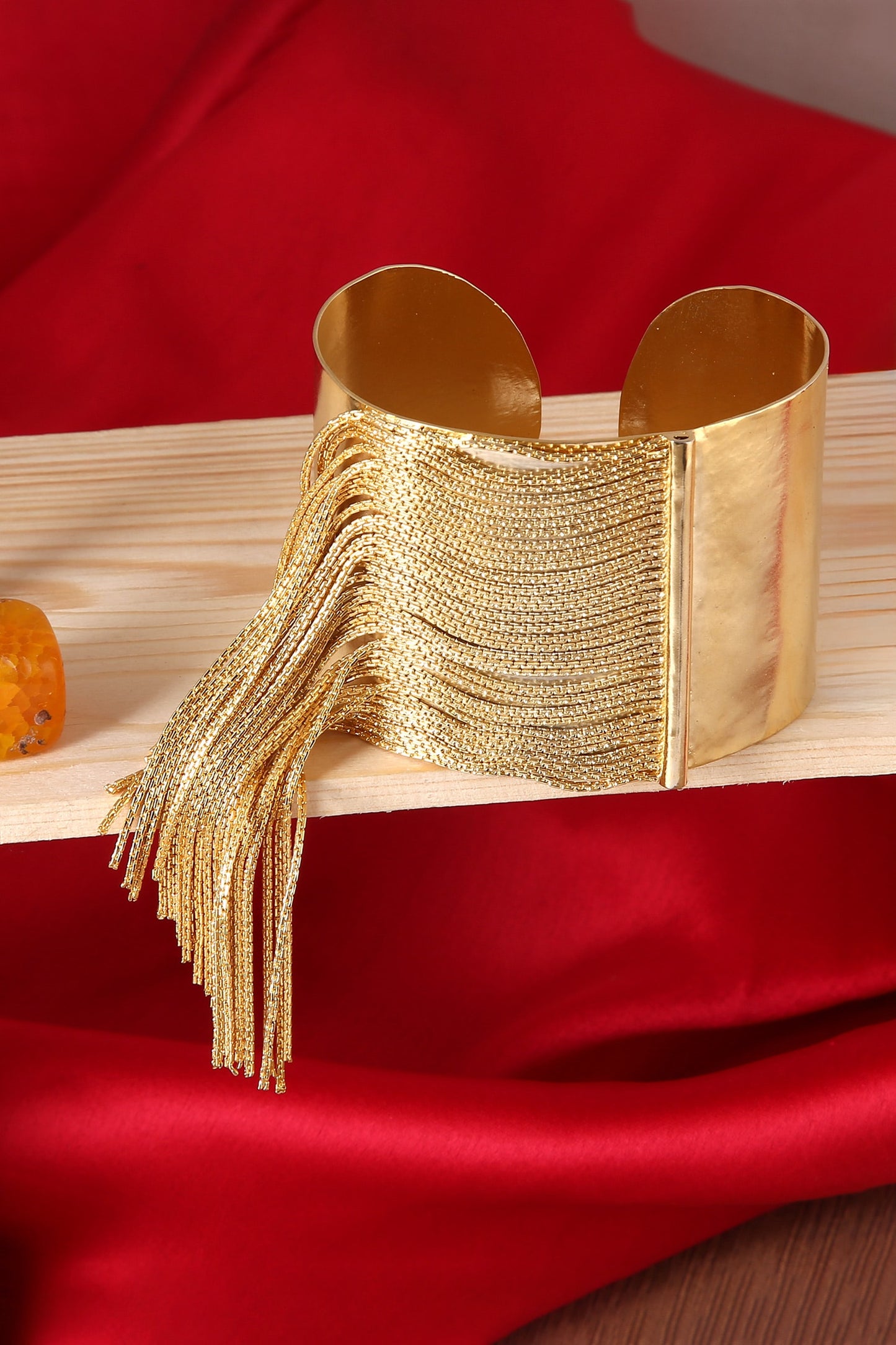 Dangler Chain Embellished Cuff Bracelet 