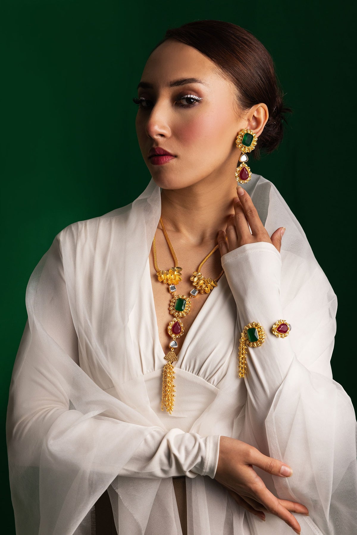 Gemstone Embellished Statement Necklace 