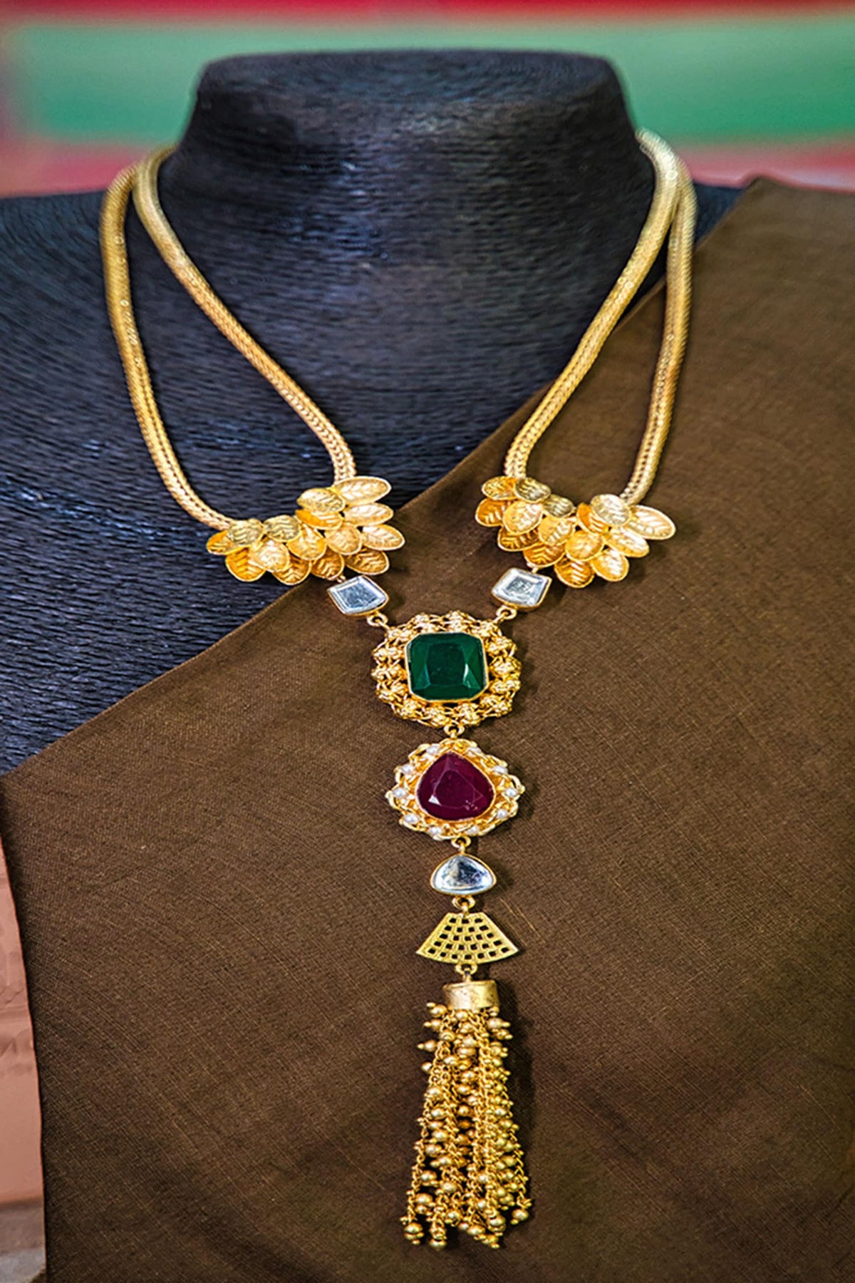 Gemstone Embellished Statement Necklace 