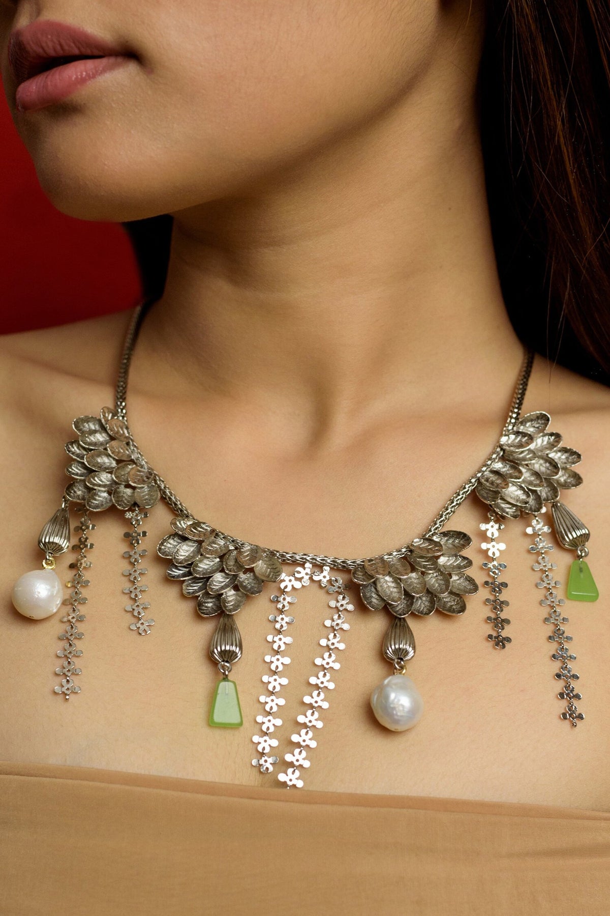 Forest Flower Embellished Necklace 