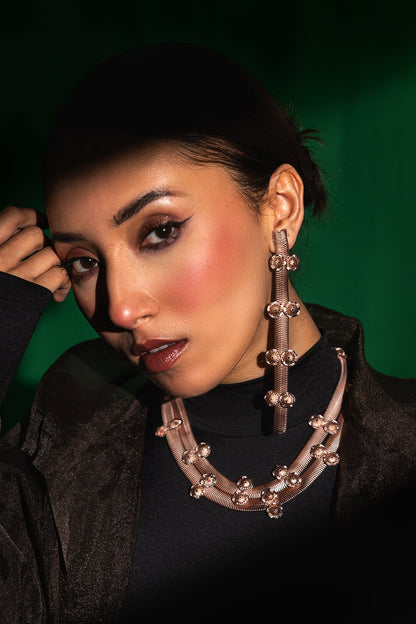 Coral Ornate Statement Earrings 