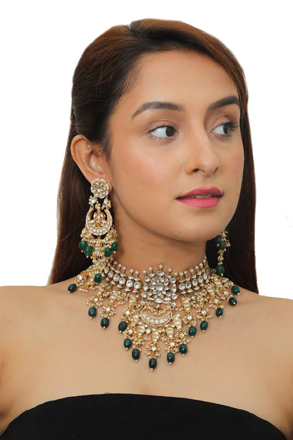 Jadtar Stone Embellished Necklace Set 