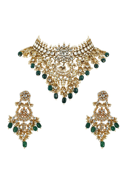 Jadtar Stone Embellished Necklace Set 