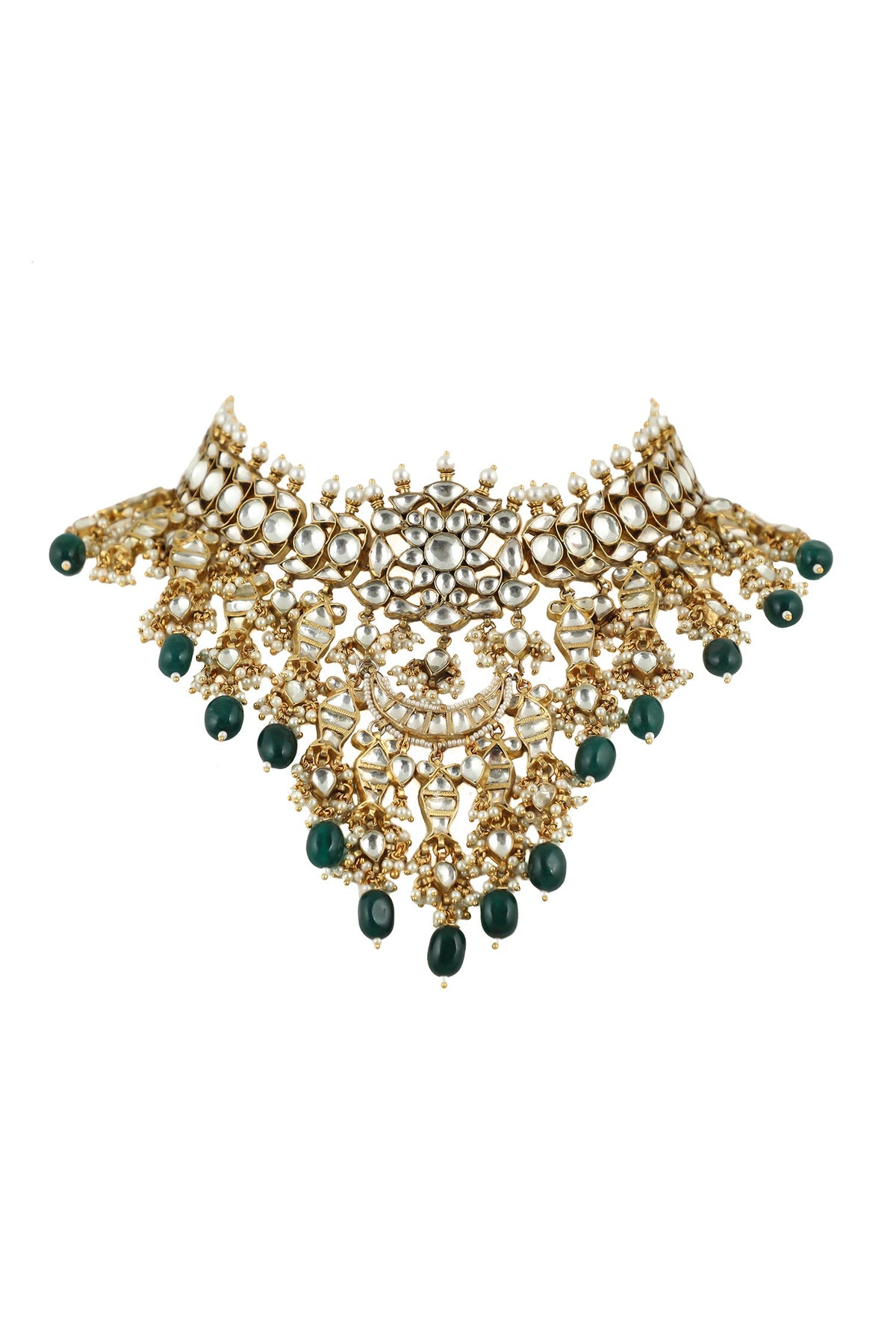 Jadtar Stone Embellished Necklace Set 