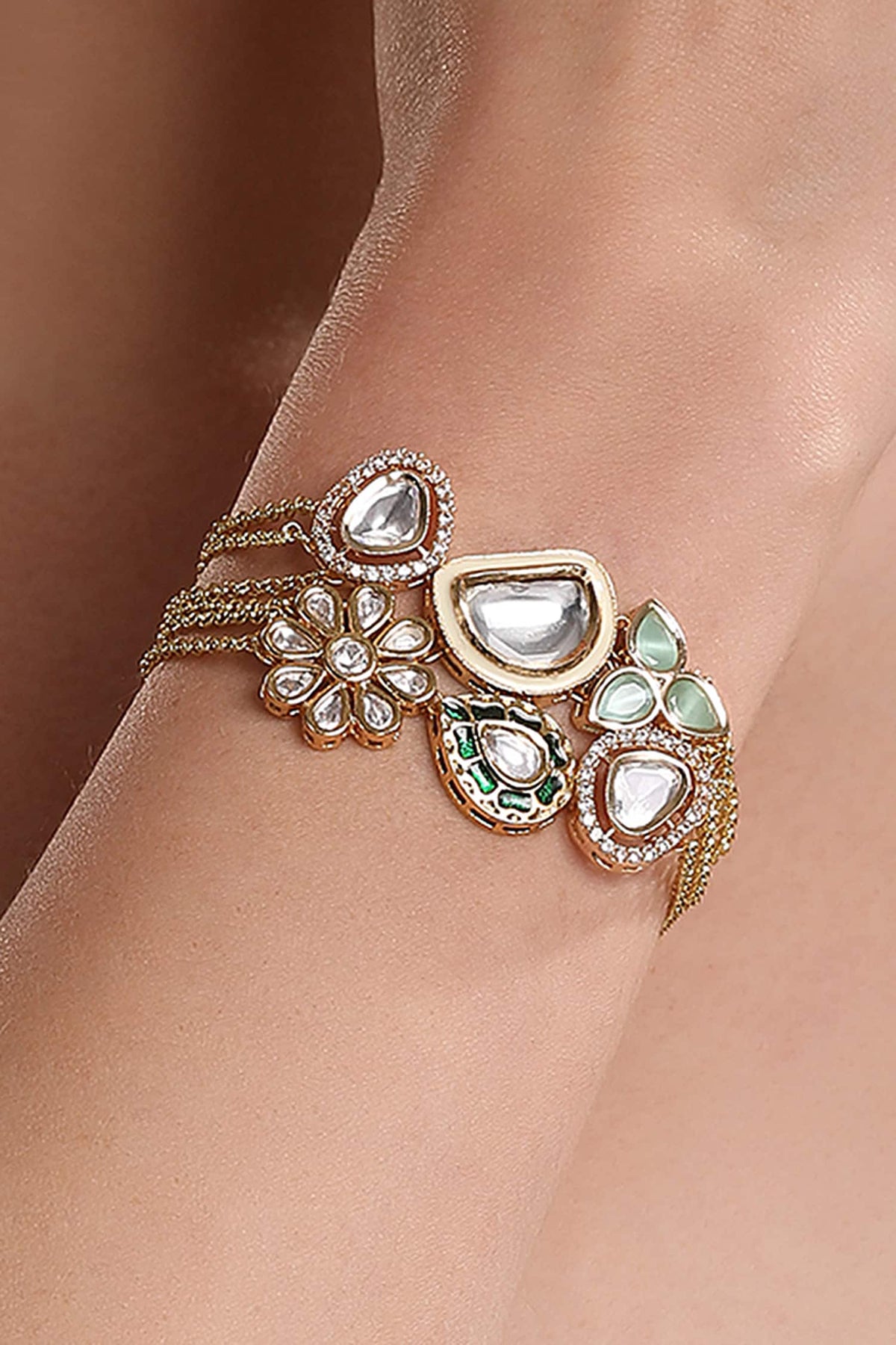 Floral Kundan Work Bracelet 