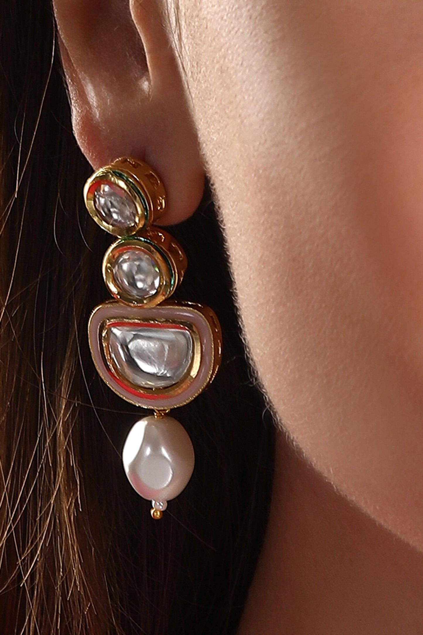 Polki Embellished Dangler Earrings 