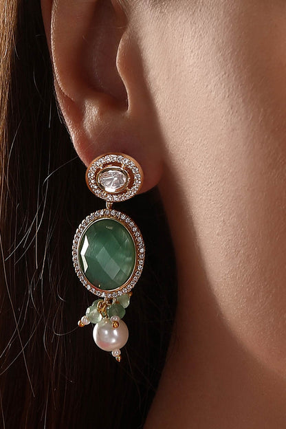 Geometric Kundan Embellished Earrings 
