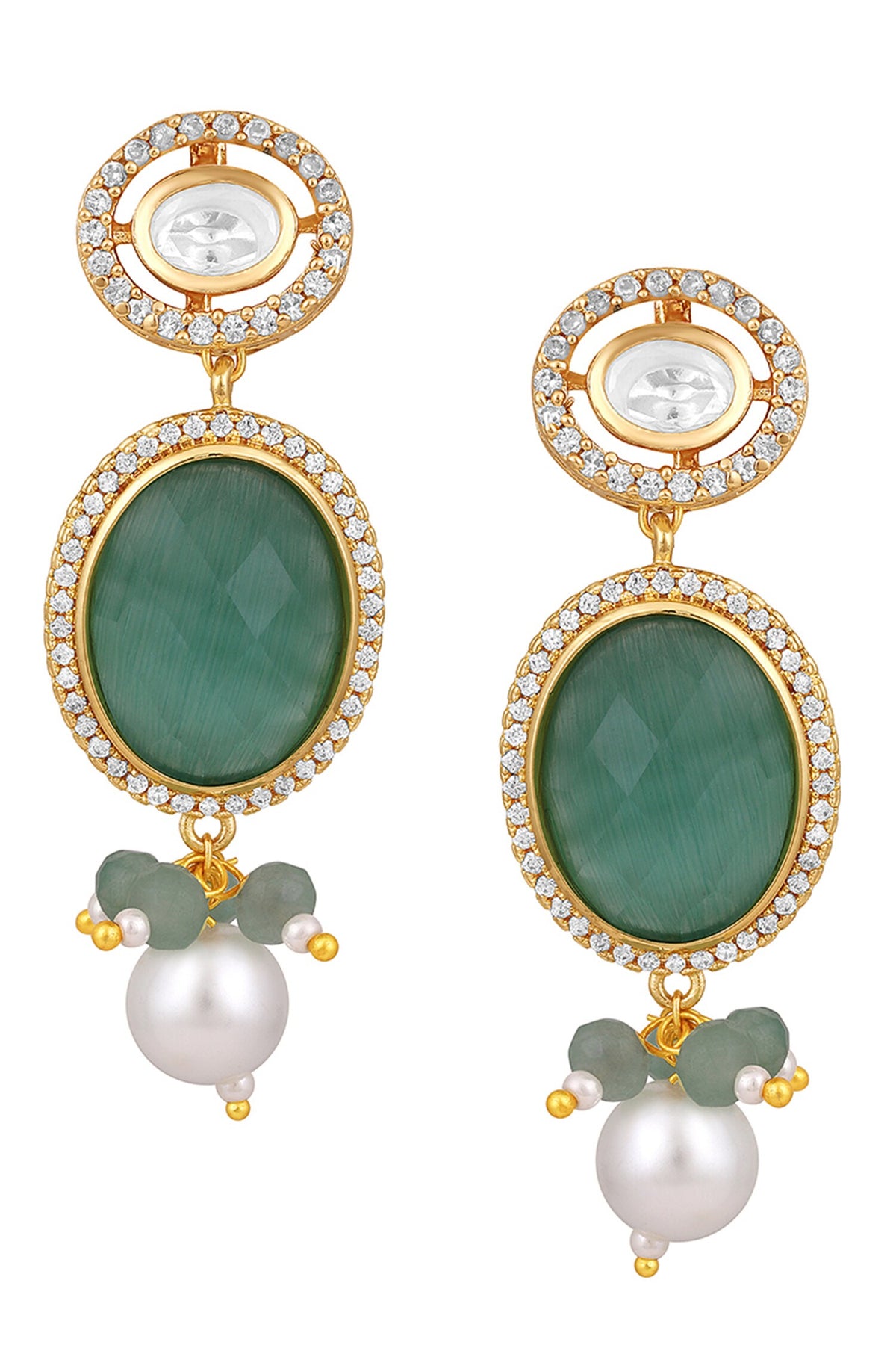 Geometric Kundan Embellished Earrings 