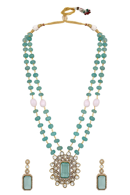 Carved Geometric Pendant Necklace Set 