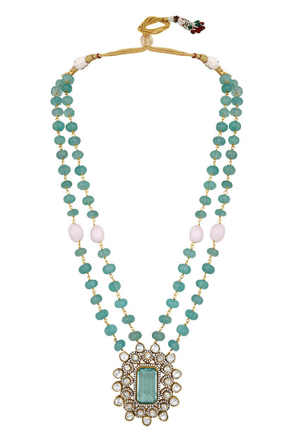 Carved Geometric Pendant Necklace Set 