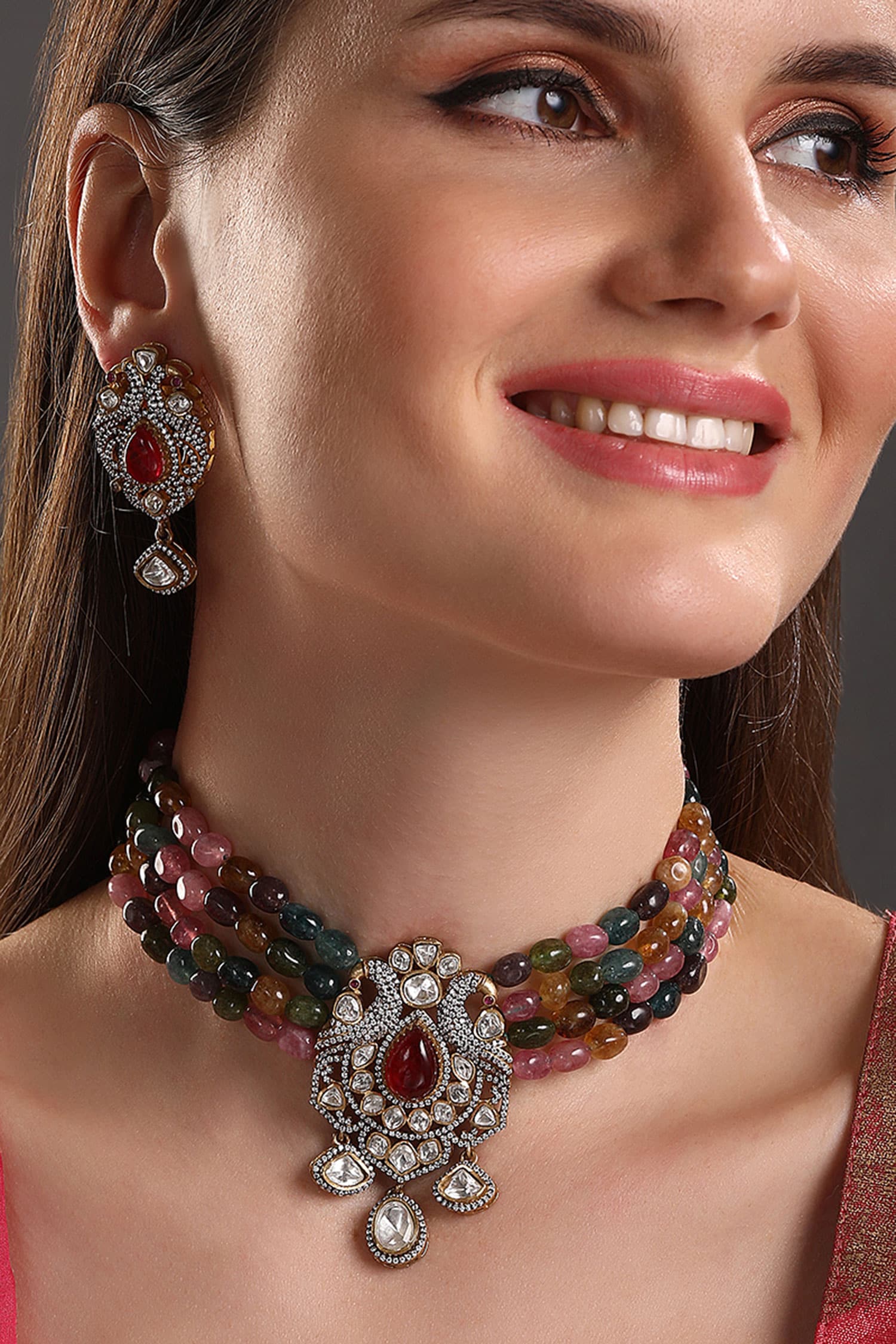 Kundan & Polki Embellished Necklace Set 