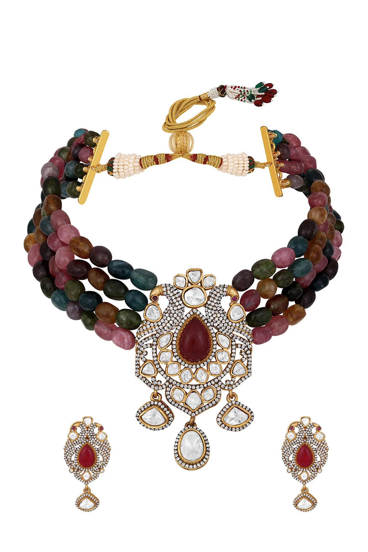 Kundan & Polki Embellished Necklace Set 