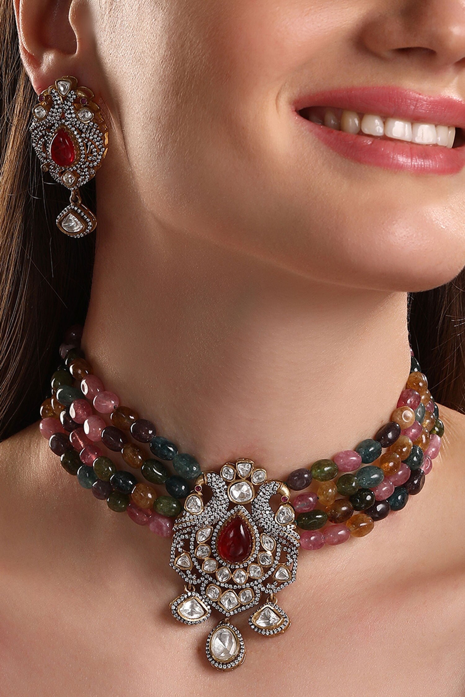 Kundan & Polki Embellished Necklace Set 