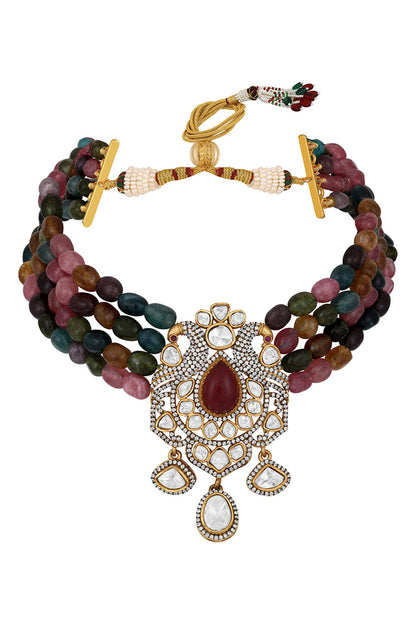 Kundan & Polki Embellished Necklace Set 