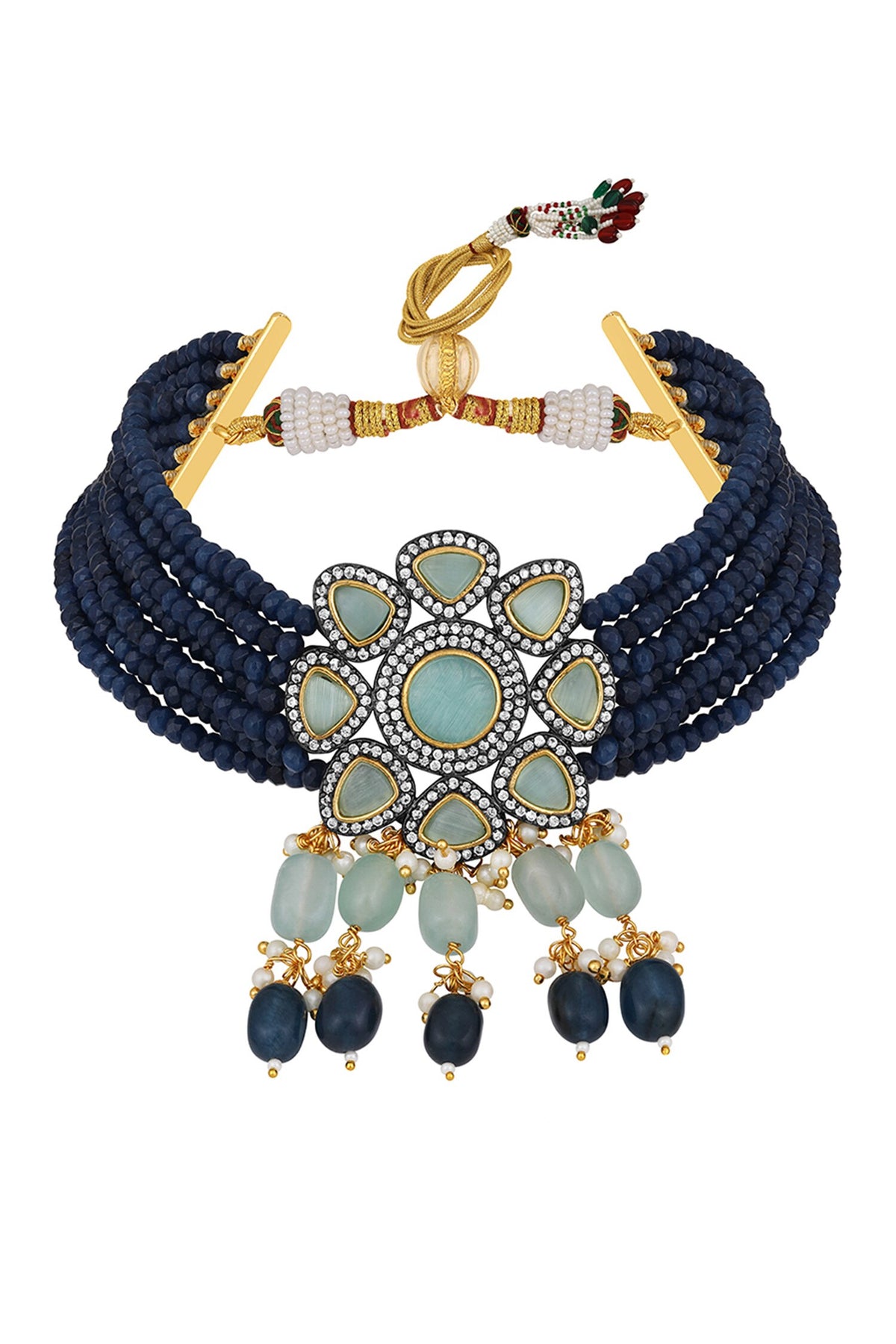 Floral Kundan & Polki Embellished Necklace Set 