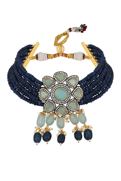 Floral Kundan & Polki Embellished Necklace Set 