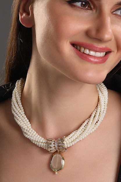 Mother Of Pearl Embellished Necklace 