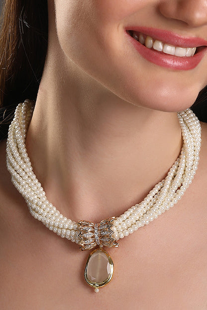Mother Of Pearl Embellished Necklace 