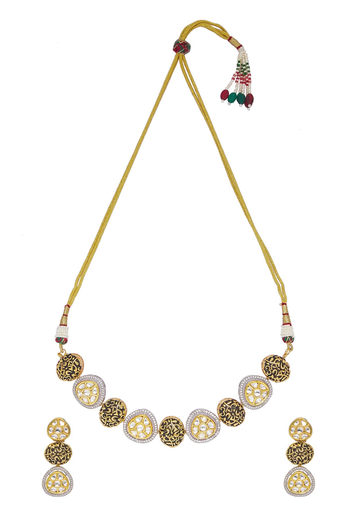 Geometric Jadau Embellished Necklace Set 