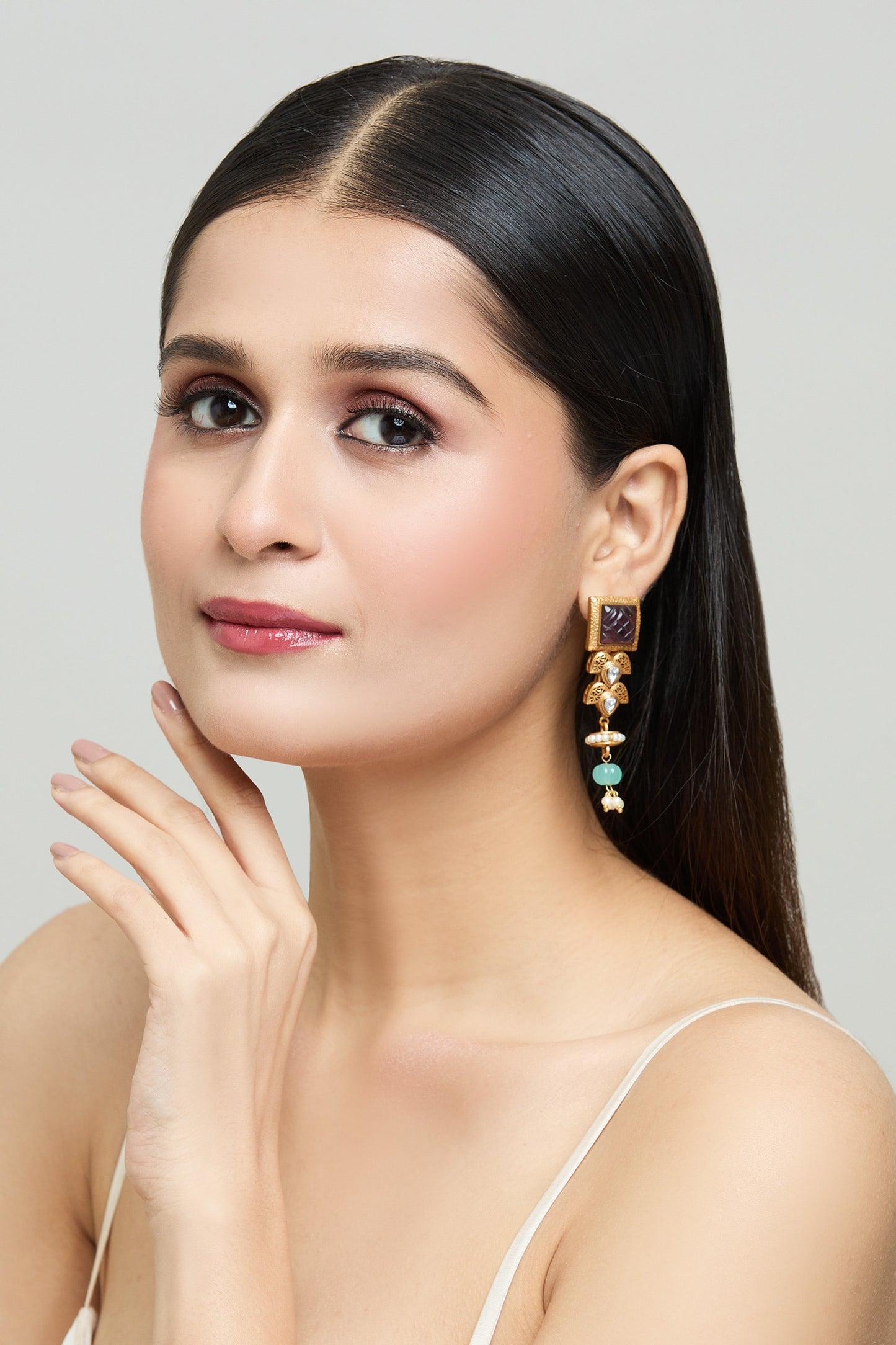 Geometric Cutwork Dangler Earrings 