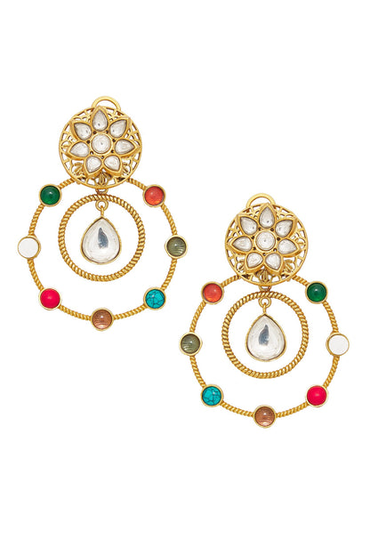 Circular Ornamented Embellished Earrings 