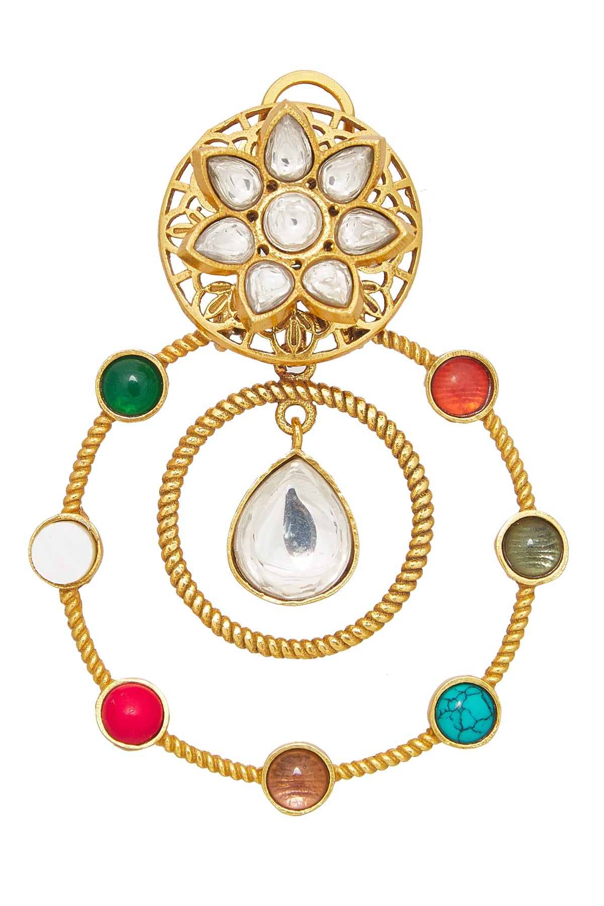 Circular Ornamented Embellished Earrings 