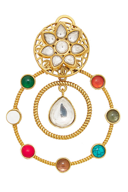 Circular Ornamented Embellished Earrings 