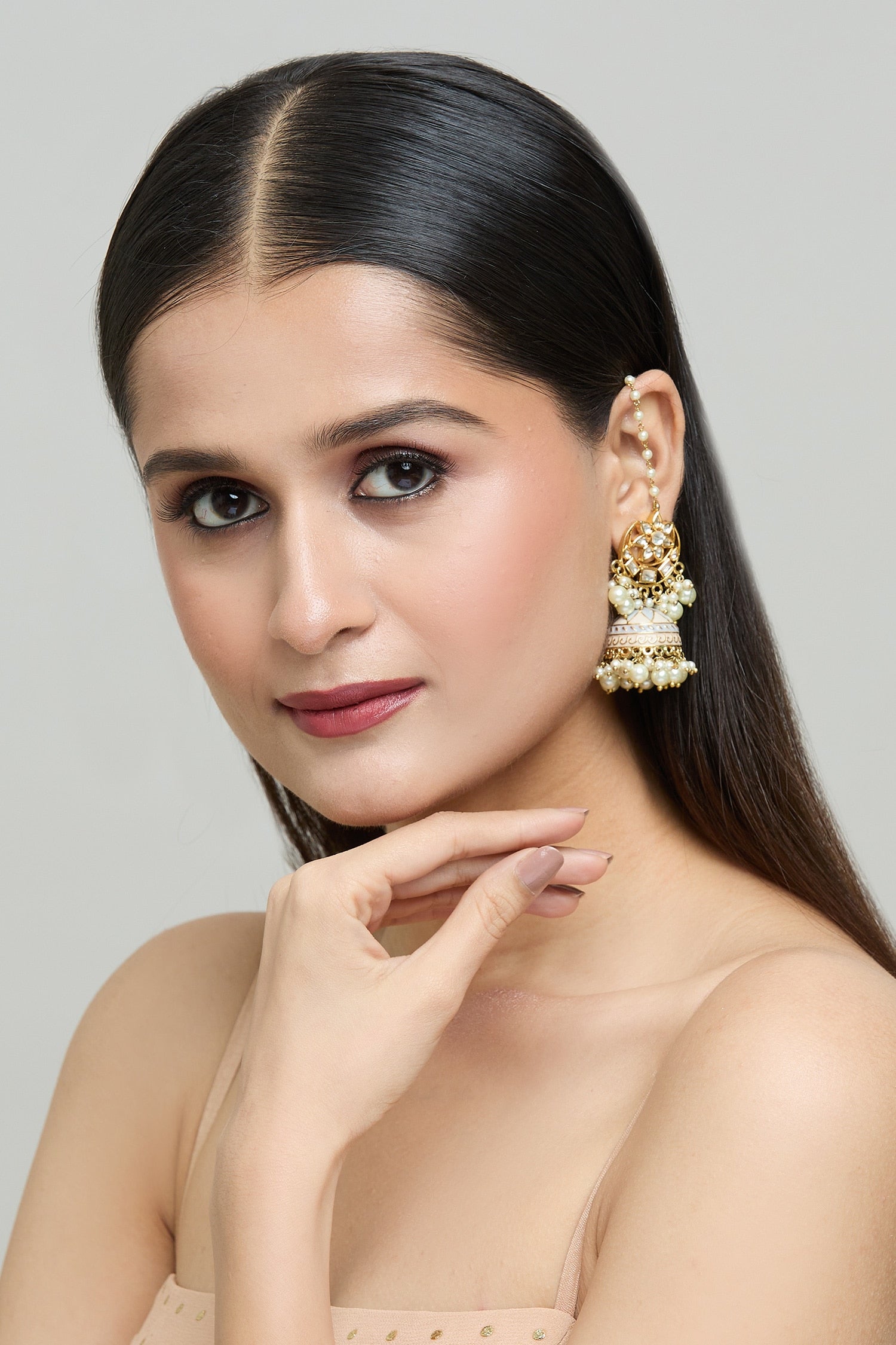 Crescent Moon Cutwork Jhumkas 
