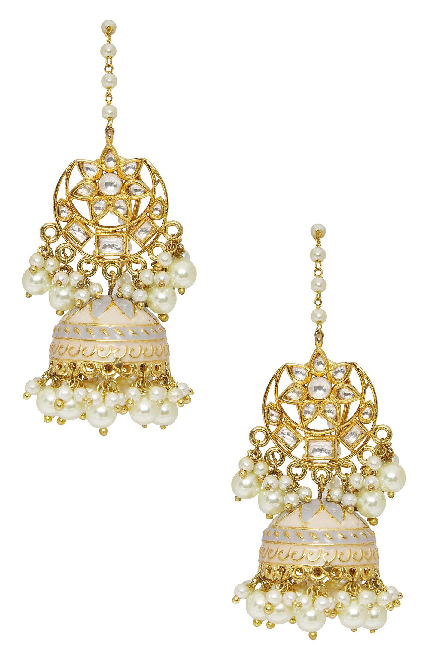 Crescent Moon Cutwork Jhumkas 
