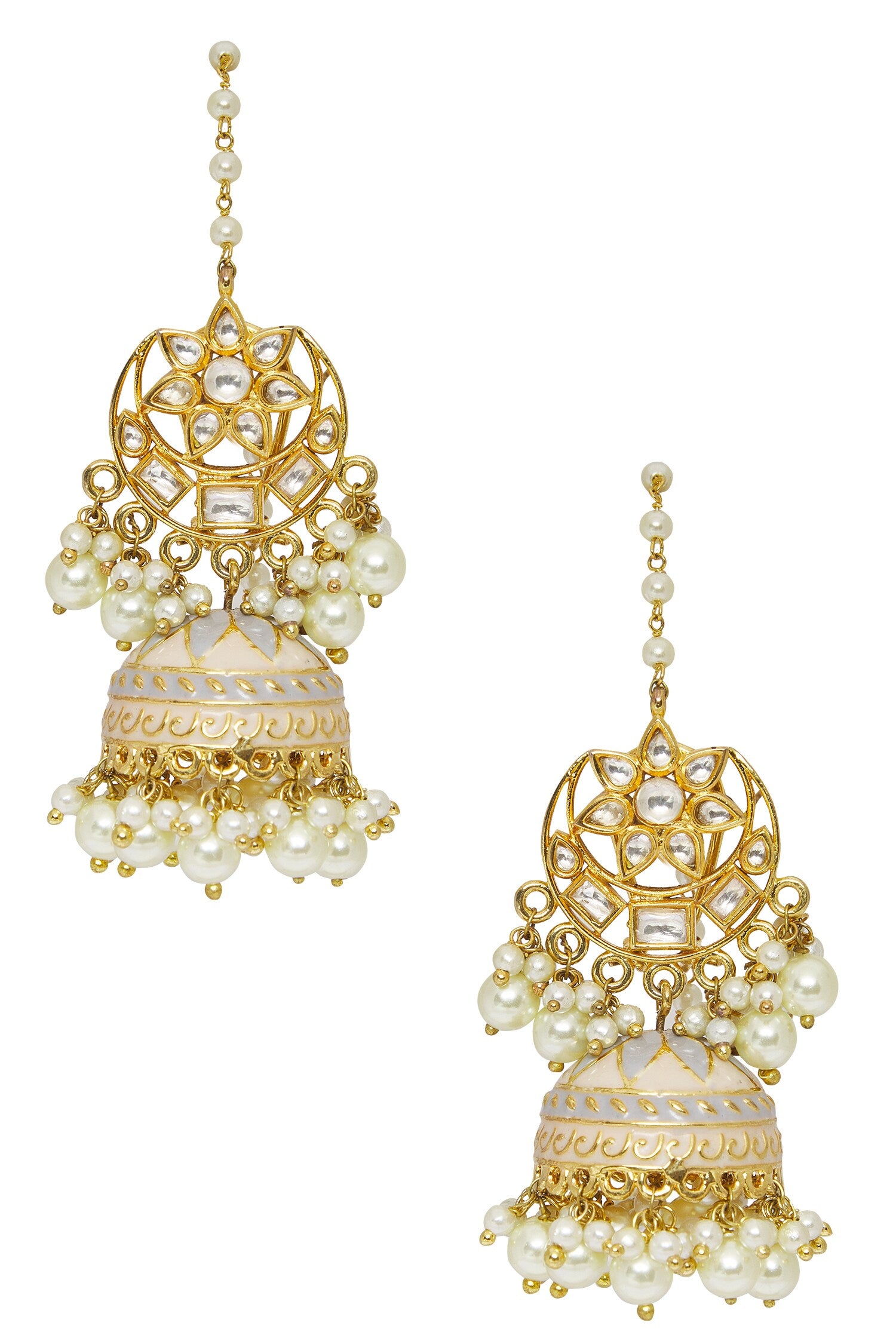 Crescent Moon Cutwork Jhumkas 