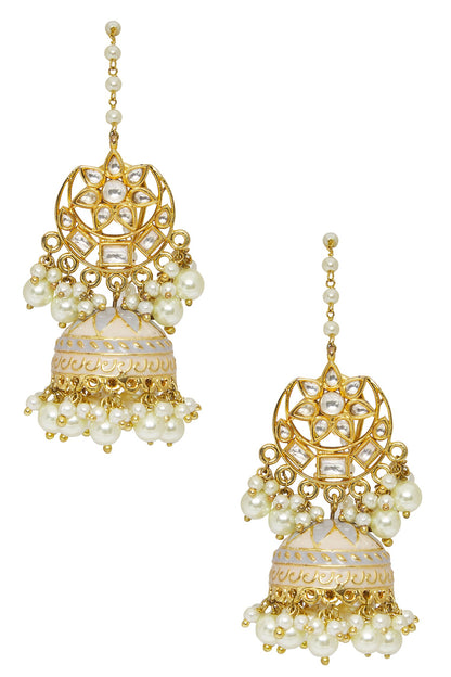 Crescent Moon Cutwork Jhumkas 