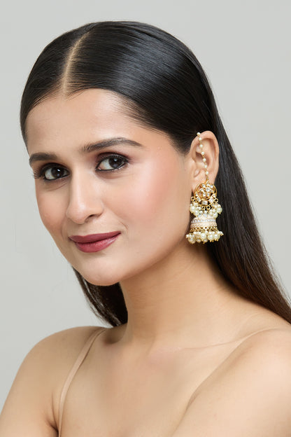 Crescent Moon Cutwork Jhumkas 