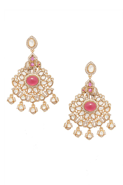 Ruby Stone Studded Pendant Necklace Set 