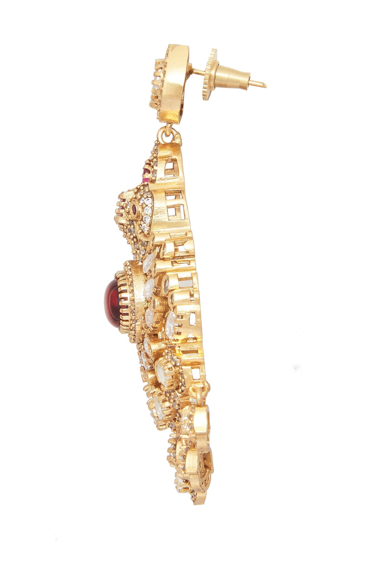 Ruby Stone Studded Pendant Necklace Set 